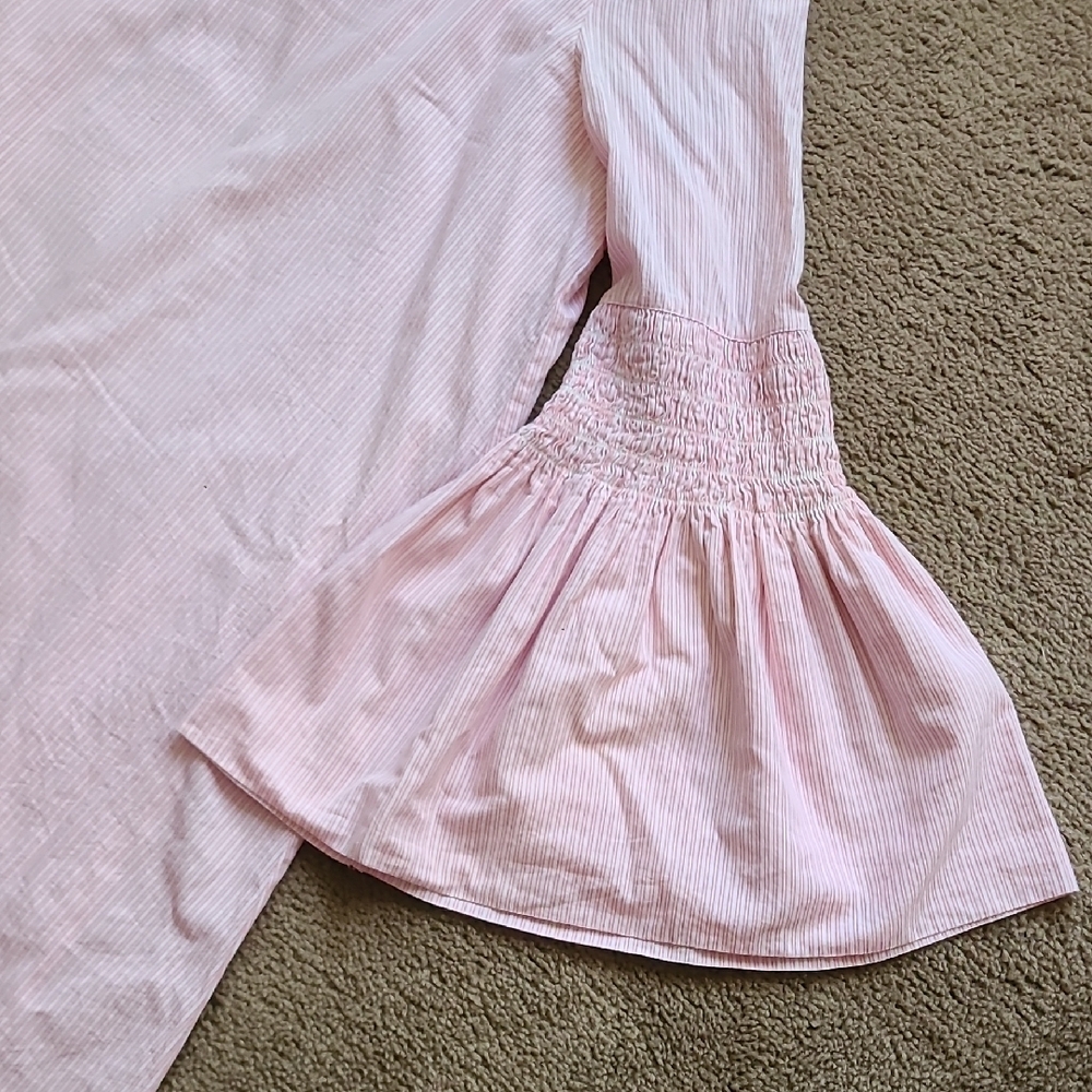 Zara Light Pink Bell Sleeve Blouse 100% Cotton - Picture 5 of 12